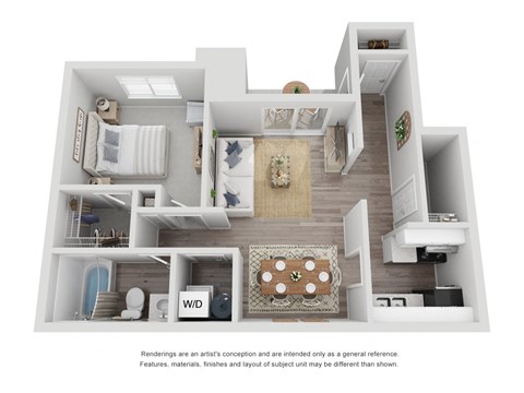 Floor plan for 1 bed, 1 bath, 820 sqft